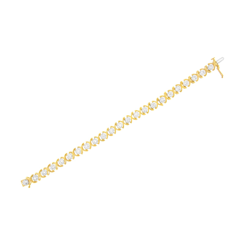 Bids.com 10K Yellow Gold Plated Sterling Silver 2 cttw Diamond "XOXO" Bracelet (J-K Clarity, I1-I2 Color) - Size 7.25" Bracelets White Smoke YellowWhite.Sterling Silver / 7.25