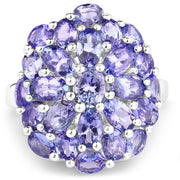 Bids.com 7.08 Carat Genuine Tanzanite .925 Sterling Silver Ring Rings White Smoke size 7.00,size 5.00,size 6.00,size 8.00,size 9.00
