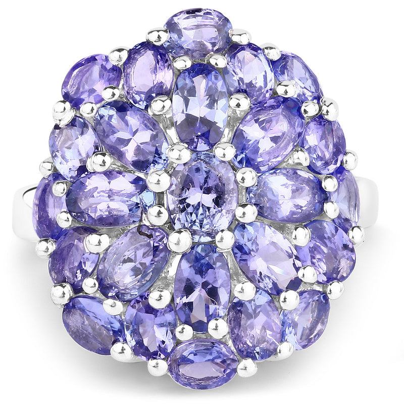 Bids.com 7.08 Carat Genuine Tanzanite .925 Sterling Silver Ring Rings White Smoke size 7.00,size 5.00,size 6.00,size 8.00,size 9.00