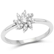 Bids.com 0.18 Carat Genuine White Diamond 14K White Gold Ring (E-F-G Color, SI Clarity) Rings White Smoke size 7.00