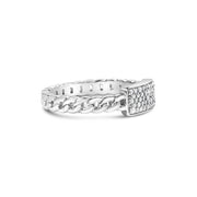 Bids.com .925 Sterling Silver 1/5 Cttw Diamond ID and Cuban Link Band Ring (I-J Color, I2-I3 Clarity) - Ring Size 6 Rings White Smoke 6 / White.Sterling Silver,7 / White.Sterling Silver,8 / White.Sterling Silver