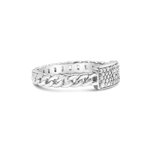 Bids.com .925 Sterling Silver 1/5 Cttw Diamond ID and Cuban Link Band Ring (I-J Color, I2-I3 Clarity) - Ring Size 6 Rings White Smoke 6 / White.Sterling Silver,7 / White.Sterling Silver,8 / White.Sterling Silver