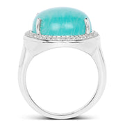 Bids.com 15.09 Carat Genuine Amazanite And White Topaz .925 Sterling Silver Ring Rings White Smoke size 6.00,size 7.00,size 8.00,size 9.00,size 5.00