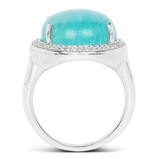 Bids.com 15.09 Carat Genuine Amazanite And White Topaz .925 Sterling Silver Ring Rings White Smoke size 6.00,size 7.00,size 8.00,size 9.00,size 5.00