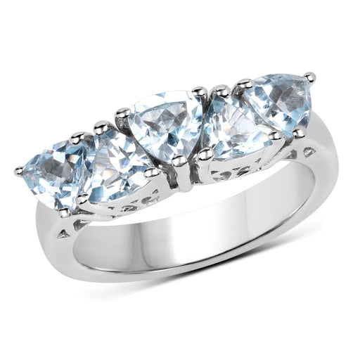Bids.com 2.50 Carat Genuine Blue Topaz .925 Sterling Silver Ring Rings White Smoke size 8.00,size 6.00,size 7.00,size 5.00,size 9.00