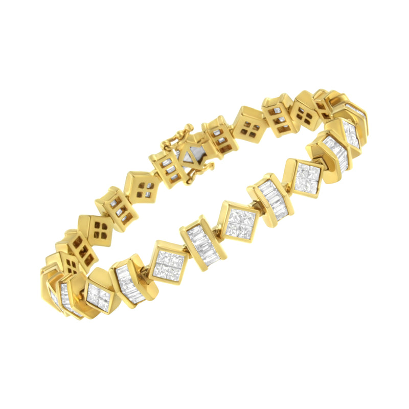 Bids.com 14K Yellow Gold 7.50 Cttw Princess and Baguette Diamond Geometric Link Bracelet Bracelets White Smoke Yellow.Gold / 7