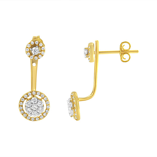 Bids.com 14K Yellow Gold Plated .925 Sterling Silver 5/8 Cttw Diamond Removable Stud and Dangle Earrings (I-J Color, I2-I3) Earrings White Smoke Yellow.Sterling Silver / 0.58