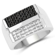 Bids.com 0.64 Carat Genuine Black Diamond and White Diamond .925 Sterling Silver Ring Rings White Smoke size 6.00,size 8.00,size 9.00,size 7.00