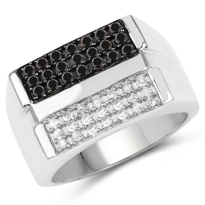Bids.com 0.64 Carat Genuine Black Diamond and White Diamond .925 Sterling Silver Ring Rings White Smoke size 6.00,size 8.00,size 9.00,size 7.00