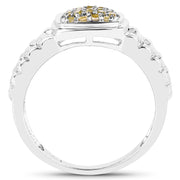 Bids.com 0.25 Carat Genuine Yellow Diamond .925 Sterling Silver Ring Rings White Smoke size 6.00,size 7.00,size 8.00,size 9.00