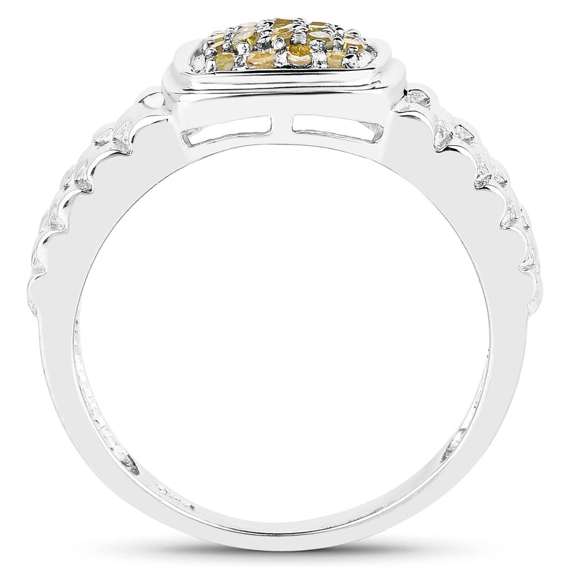 Bids.com 0.25 Carat Genuine Yellow Diamond .925 Sterling Silver Ring Rings White Smoke size 6.00,size 7.00,size 8.00,size 9.00