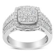 Bids.com 10K White Gold Diamond Cluster Ring (1 Cttw, H-I Color, I1-I2 Clarity) - Size 6-3/4 Rings White Smoke 7 / White.Gold,7.25 / White.Gold,6.75 / White.Gold