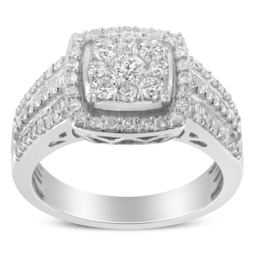 Bids.com 10K White Gold Diamond Cluster Ring (1 Cttw, H-I Color, I1-I2 Clarity) - Size 6-3/4 Rings White Smoke 7 / White.Gold,7.25 / White.Gold,6.75 / White.Gold