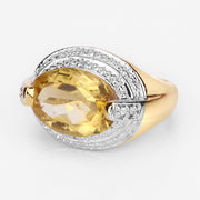 Bids.com 4.56 Carat Genuine Citrine and White Diamond .925 Sterling Silver Ring Rings Lavender size 7.00,size 8.00,size 9.00,size 10.00,size 5.00,size 6.00