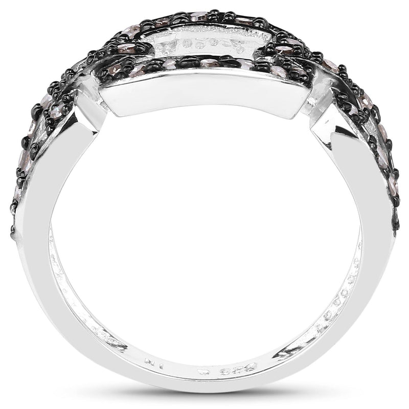 Bids.com 0.32 Carat Genuine Champagne Diamond .925 Sterling Silver Ring Rings White Smoke size 6.00,size 7.00,size 8.00,size 9.00