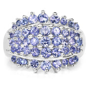 Bids.com 2.35 Carat Genuine Tanzanite .925 Sterling Silver Ring Rings White Smoke size 6.00,size 7.00,size 8.00,size 9.00