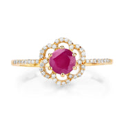 Bids.com 0.68 Carat Genuine Ruby and White Diamond 14K Yellow Gold Ring Rings White Smoke size 5.00,size 6.00,size 7.00,size 8.00,size 9.00