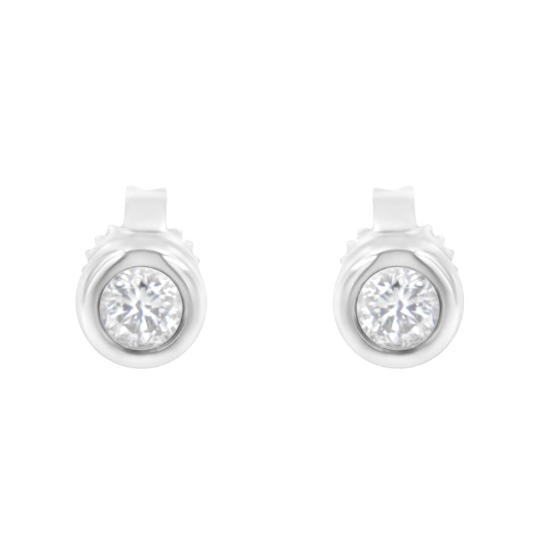 Bids.com 10K White Gold 1/4 Cttw Round Brilliant-Cut Near Colorless Diamond Bezel-Set Stud Earrings (H-I Color, I1-I2 Clarity) Earrings White Smoke Yellow.Gold,White.Gold,10k Rose Gold