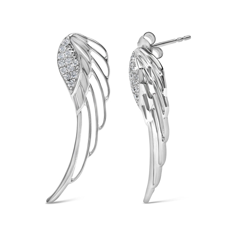 Bids.com 14K White Gold 1/4 Cttw Lab Grown Diamond Angel Wing Stud Earrings (F-G Color, VS1-VS2 Clarity) Earrings White Smoke White.Gold / 0.24