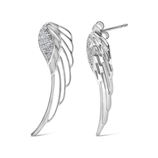 Bids.com 14K White Gold 1/4 Cttw Lab Grown Diamond Angel Wing Stud Earrings (F-G Color, VS1-VS2 Clarity) Earrings White Smoke White.Gold / 0.24