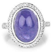 Bids.com 8.26 Carat Genuine Tanzanite & White Topaz .925 Sterling Silver Ring Rings White Smoke size 6.00,size 8.00,size 7.00,size 9.00,size 5.00