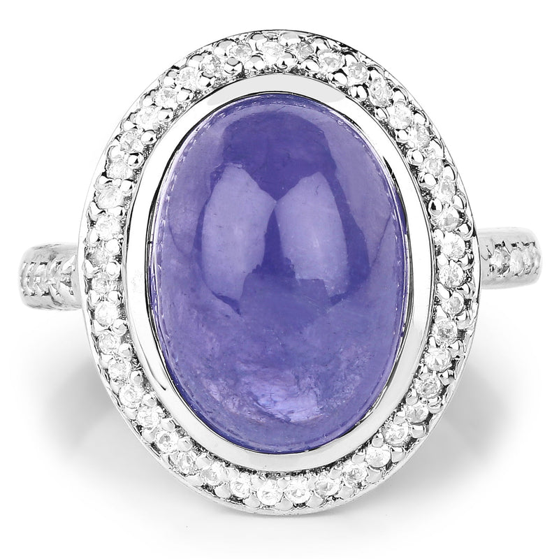 Bids.com 8.26 Carat Genuine Tanzanite & White Topaz .925 Sterling Silver Ring Rings White Smoke size 6.00,size 8.00,size 7.00,size 9.00,size 5.00