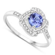 Bids.com 0.55 Carat Genuine Tanzanite and White Diamond 14K White Gold Ring Rings White Smoke size 5.00,size 6.00,size 7.00,size 8.00,size 9.00