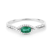 Bids.com 0.32 Carat Genuine Zambian Emerald and White Diamond 14K White Gold Ring Rings White Smoke size 5.00,size 6.00,size 7.00,size 8.00,size 9.00