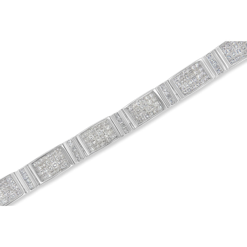 Bids.com 14K White Gold 7.0 Cttw Princess Cut Diamond 7" Alternating Vertical and Horizontal Rectangular Link Tennis Bracelet (H-I Color, SI2-I1 Clarity) Bracelets White Smoke White.Gold / 7
