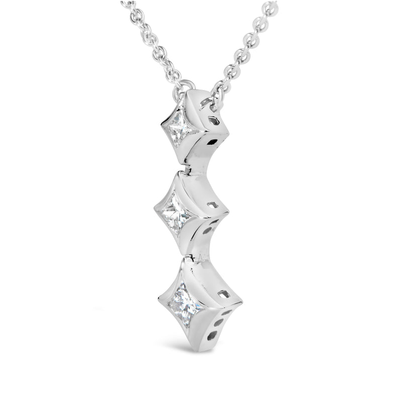 Bids.com 10K White Gold 1/5 Cttw Princess Cut Diamond 3 Stone Drop 18" Pendant Necklace (H-I Color, SI2-I1 Clarity) Necklaces White Smoke White.Gold / 18,Yellow.Gold / 18
