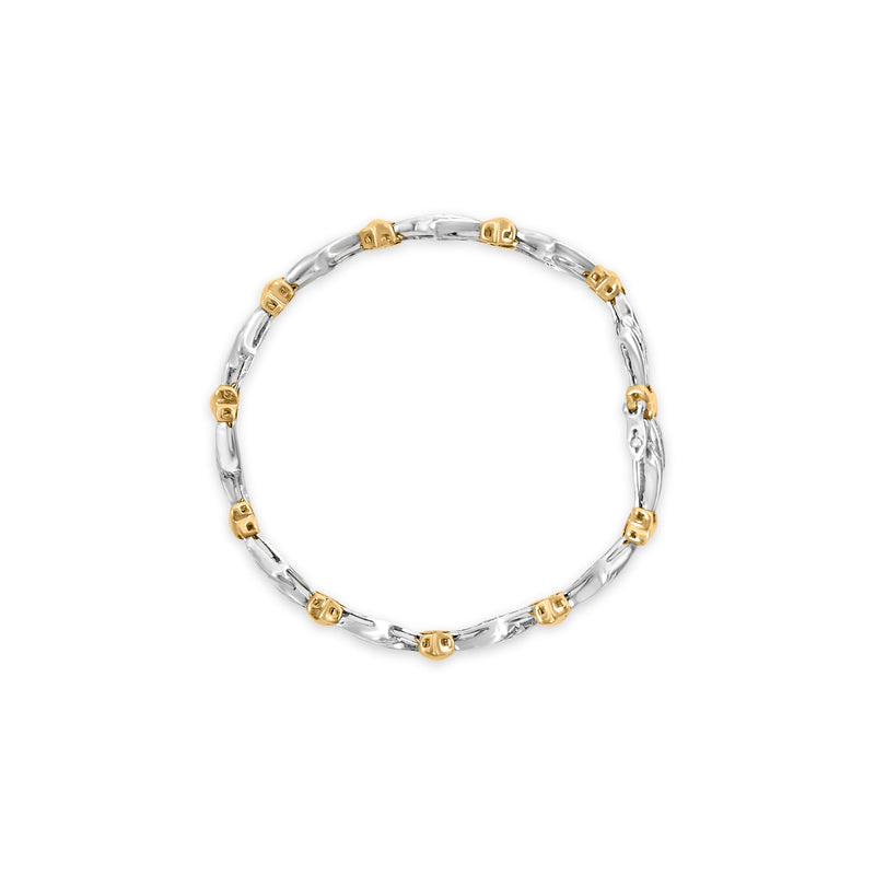 Bids.com 10k Two-Toned Gold 2.00 Cttw Channel Set Baguette-Diamond Weave and  "X" Spiral Link Bracelet (H-I Color, I1-I2 Clarity) - 7" Bracelets White Smoke YellowWhite.Gold / 7