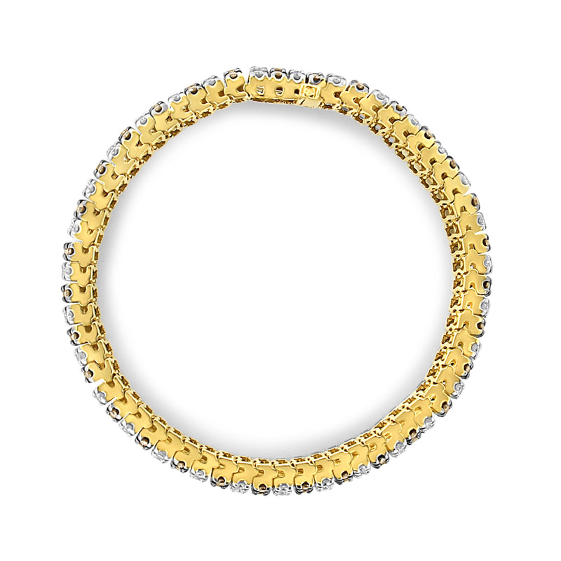 Bids.com 10K Yellow Gold 10-1/3 Cttw Alternating Coco Color and White Diamond 5 Row Tennis Bracelet (Brown/H-I Color, SI1-SI2 Clarity) - Size 7.25 Bracelets White Smoke Yellow.Gold / 7.25