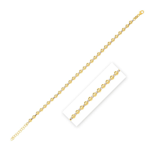 Bids.com 14k Two Tone Gold Polished Diamond Cut Bead Bracelet (4.00 mm) Bracelets White Smoke 8 / Two-Tone Gold