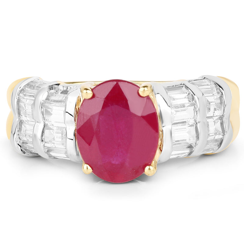 Bids.com 14K Yellow Gold Plated 4.72 Carat Glass Filled Ruby and White Topaz .925 Sterling Silver Ring Rings White Smoke size 6.50,size 9.00,size 7.00,size 7.50,size 8.00,size 6.00