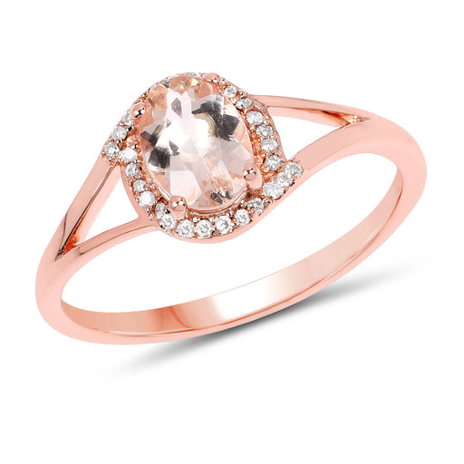 Bids.com 0.78 Carat Genuine Morganite and White Diamond 14K Rose Gold Ring Rings White Smoke size 6.00,size 7.00,size 8.00,size 5.00,size 9.00