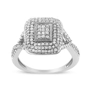 Bids.com .925 Sterling Silver 1/2 Cttw Round-Cut Diamond Cluster Cushion Ring (I-J , I1-I2) - Size 7 Rings White Smoke 7 / White.Sterling Silver,9 / White.Sterling Silver,8 / White.Sterling Silver,6 / White.Sterling Silver,5 / White.Sterling Silver,10 / White.Sterling Silver