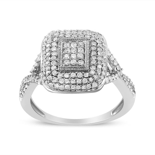 Bids.com .925 Sterling Silver 1/2 Cttw Round-Cut Diamond Cluster Cushion Ring (I-J , I1-I2) - Size 7 Rings White Smoke 7 / White.Sterling Silver,9 / White.Sterling Silver,8 / White.Sterling Silver,6 / White.Sterling Silver,5 / White.Sterling Silver,10 / White.Sterling Silver
