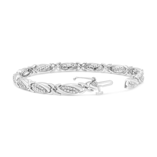 Bids.com .925 Sterling Silver 1.00 Cttw Round Diamond X-Link Bracelet (I-J Color, I2-I3 Clarity) - Size 7.25" Bracelets White Smoke White.Sterling Silver / 7.25