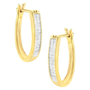 Bids.com 10K Yellow Gold 1/2 Cttw Invisible Set Princess-cut Diamond Hoop Earrings (H-I Color, SI2-I1 Clarity) Earrings White Smoke Yellow.Gold / 0.5