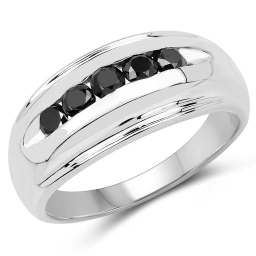Bids.com 0.50 Carat Genuine Black Diamond .925 Sterling Silver Ring Rings White Smoke size 7.00,size 10.00,size 6.00,size 8.00,size 9.00,size 11.00,size 12.00