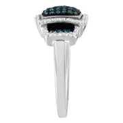 Bids.com Black Rhodium Plated .925 Sterling Silver 1/2 Cttw White & Blue Diamond Square Halo Cocktail Ring (Fancy Blue & H-I Color, I2-I3 Clarity) - SIze 6 Rings White Smoke 7 / White.Sterling Silver,8.5 / White.Sterling Silver,8 / White.Sterling Silver,7.5 / White.Sterling Silver,6.5 / White.Sterling Silver,6 / White.Sterling Silver