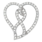 Bids.com 14K White Gold 1.0 Cttw White Diamond Awareness Ribbon & Open Heart 18" Pendant Necklace (H-I Color, I1-I2 Clarity) - White Diamond Ribbon Necklaces White Smoke White.Gold / 18