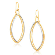 Bids.com 14k Two Tone Gold Textured Triple Oval Shape Drop Earrings Earrings White Smoke Two-Tone Gold