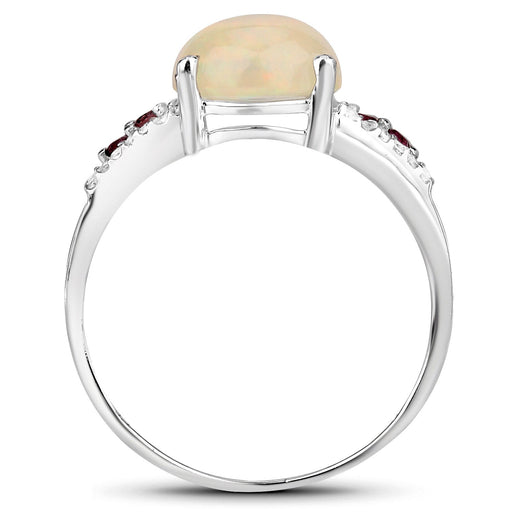 Bids.com 2.05 Carat Genuine Ethiopian Opal, Pink Tourmaline and White Topaz .925 Sterling Silver Ring Rings White Smoke size 7.00,size 8.00,size 6.00,size 9.00,size 5.00