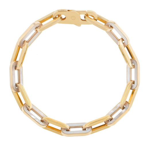 Bids.com 14k Yellow Gold MOP Paperclip Gem Link Bracelet (7.00 mm) Bracelets White Smoke 7.5 / Yellow Gold