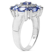 Bids.com 2.58 Carat Genuine Tanzanite & White Topaz .925 Sterling Silver Ring Rings White Smoke size 7.00,size 6.00,size 8.00,size 9.00