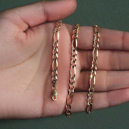 Bids.com 10K Yellow Gold Solid Figaro Chain (4.50 mm) Necklaces Dark Slate Gray 18 / Yellow Gold,20 / Yellow Gold,22 / Yellow Gold,24 / Yellow Gold