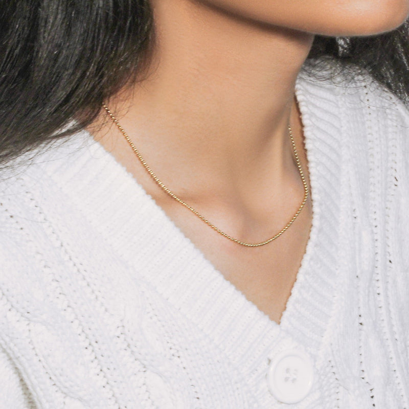 Bids.com 18k Yellow Gold Bead Chain 1.5mm (1.50 mm) Necklaces Lavender 16 / Yellow Gold,18 / Yellow Gold,20 / Yellow Gold