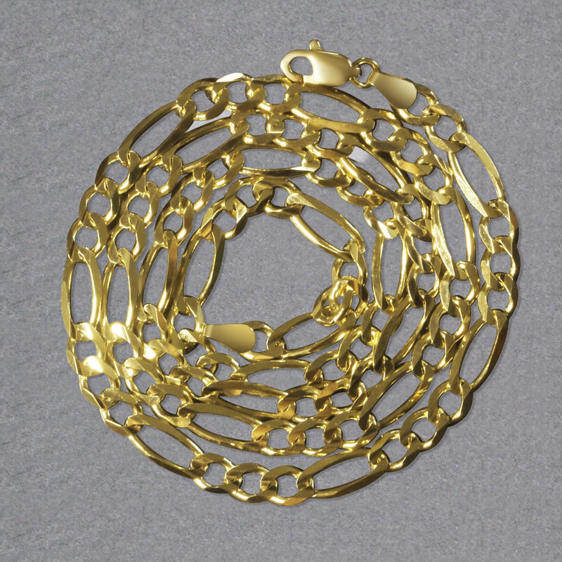 Bids.com 10K Yellow Gold Solid Figaro Chain (4.50 mm) Necklaces Dark Gray 18 / Yellow Gold,20 / Yellow Gold,22 / Yellow Gold,24 / Yellow Gold