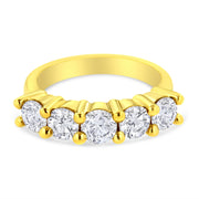 Bids.com 14K Yellow Gold Plated .925 Sterling Silver 2.0 Cttw Shared Prong Set Diamond 5 Stone Wedding Band Ring (J-K Color, I1-I2 Clarity) - Size 7 Rings White Smoke 7 / Yellow.Sterling Silver,8 / Yellow.Sterling Silver,6 / Yellow.Sterling Silver,9 / Yellow.Sterling Silver